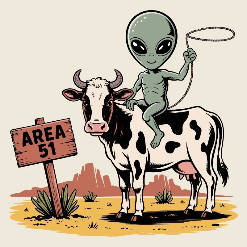 Lustige Area 51 Alien UFO Reitkuh