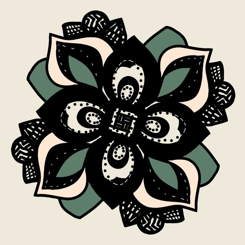 Mandala Fleur Pêche Verte