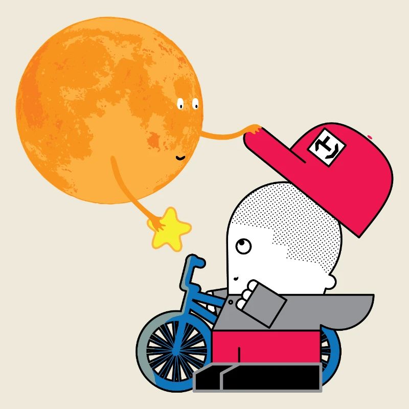 Cadeau du soleil au cavalier sur roues