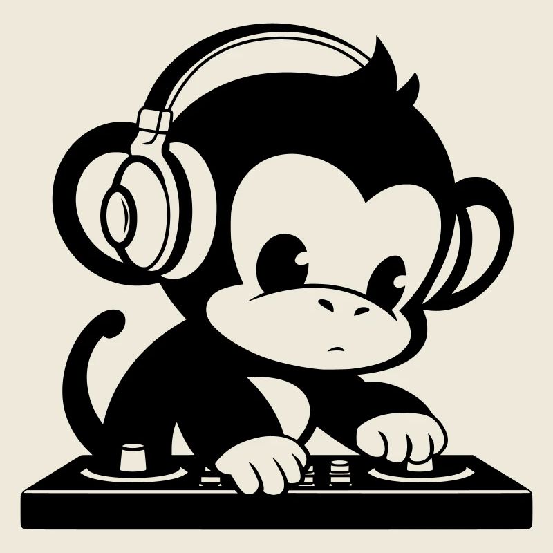 DJ Affe mit Kopfhörern