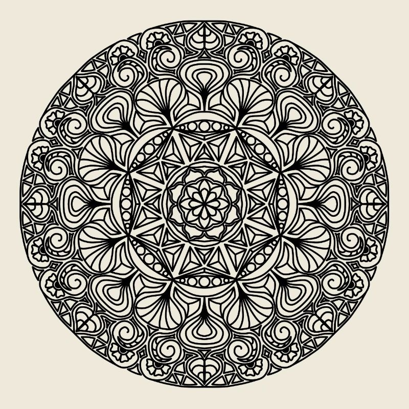 Jugendstil Mandala schwarz-weiß