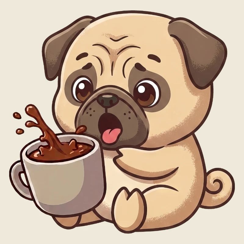 Süßer Mops Kaffee Kaffeeliebhaber Cartoon Humor