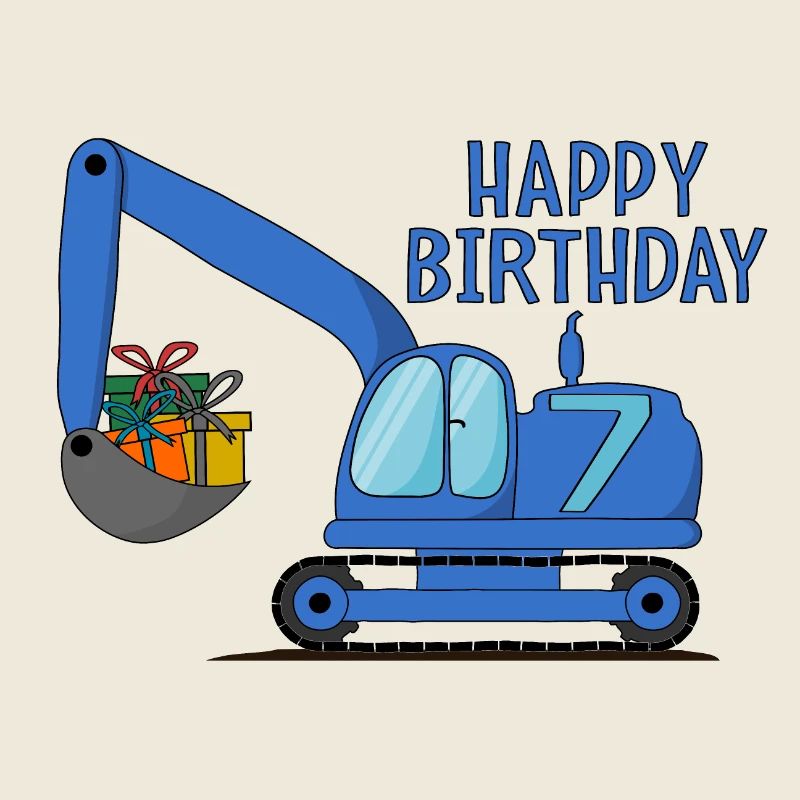 Bagger Kinder Happy Birthday 7 Blau
