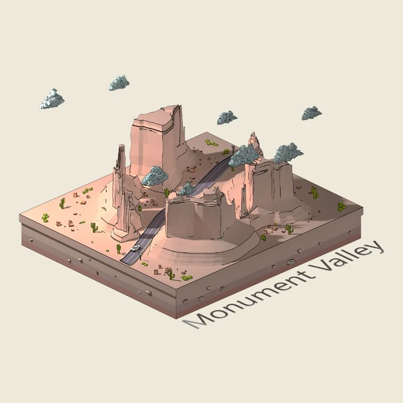 Geometric low poly Monument Valley