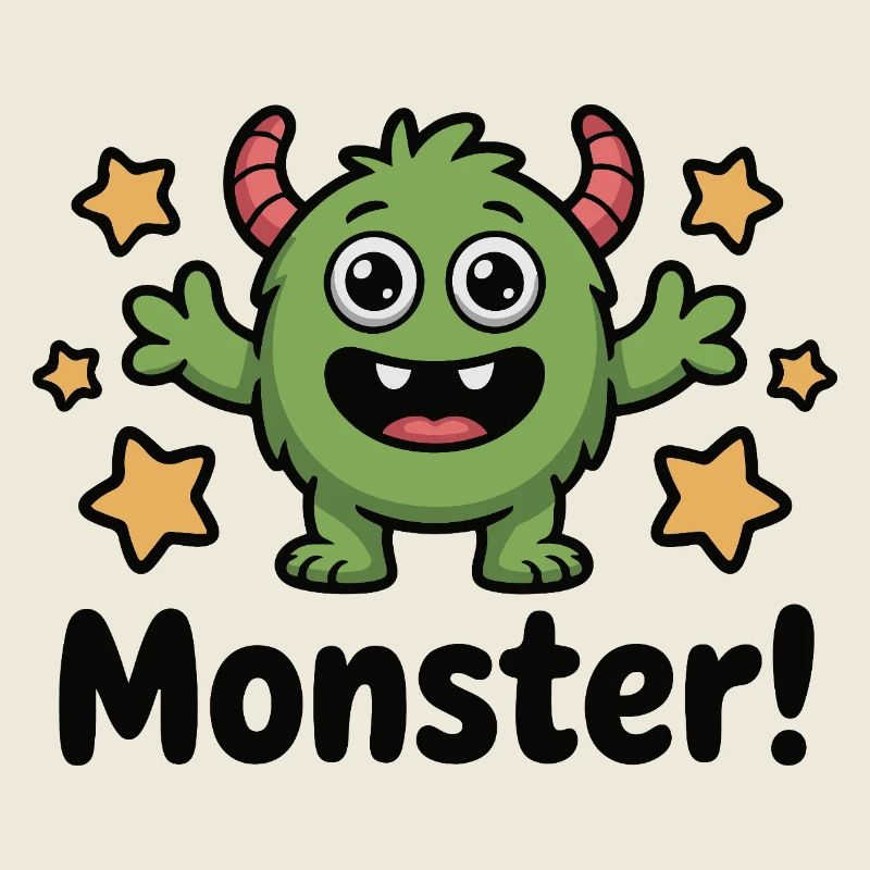 Niedliches grünes Monster mit Sternen