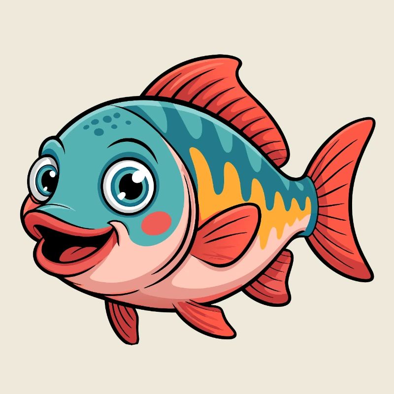 Lebhafter Cartoonfisch im Retro Design