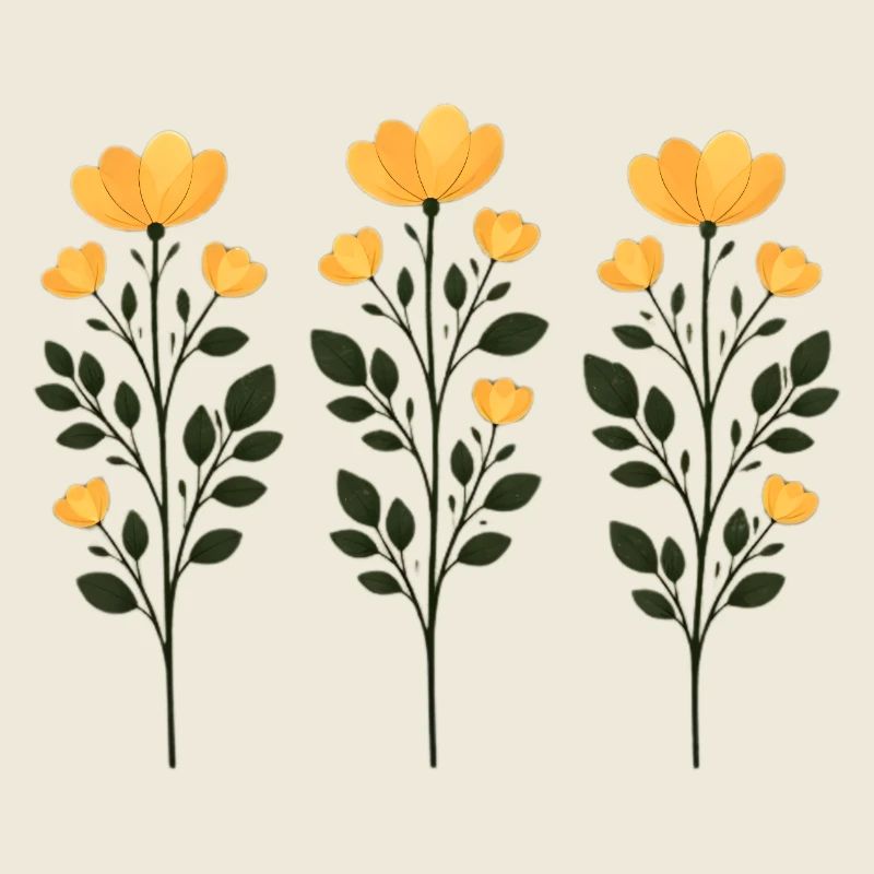 Three Golden Flower Sprigs