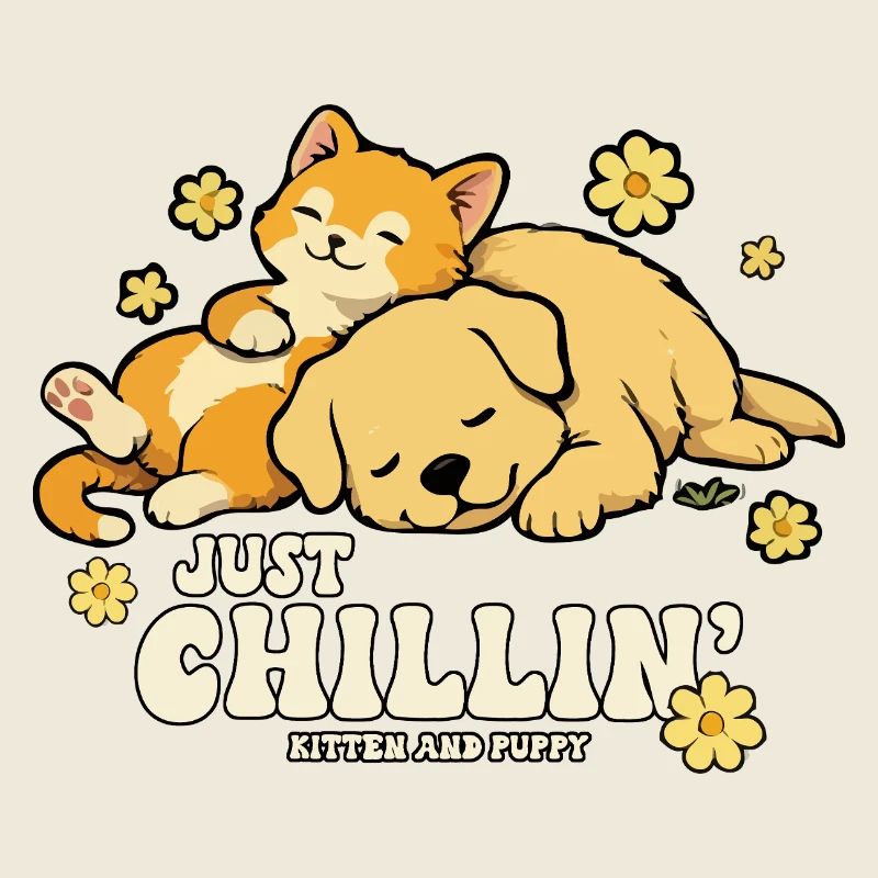 Just Chillin' Kitten and Puppy