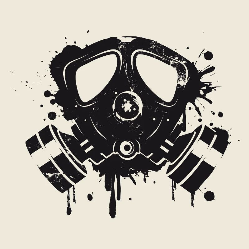 coole Gasmaske als Graffiti Stencil