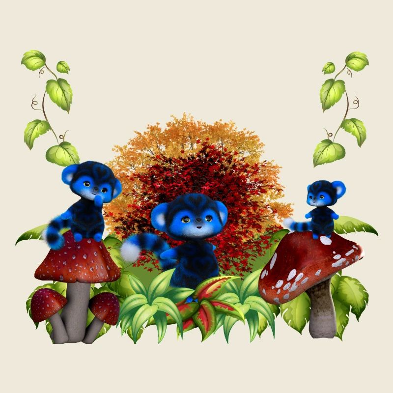 Singes bleus de la forêt d’automne