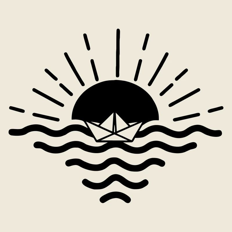 Coucher de soleil sur un bateau en papier