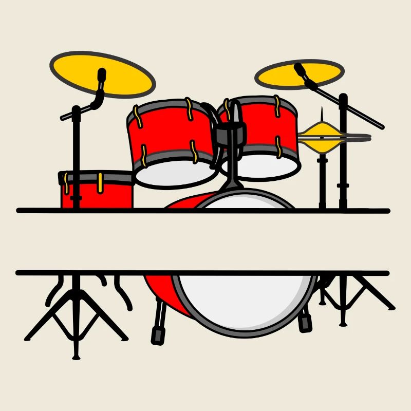 Drum Kit Name Banner Red Logo