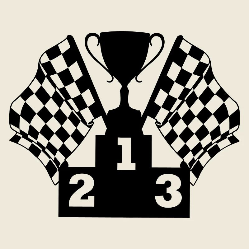 Podium du drapeau de la Coupe de course automobile