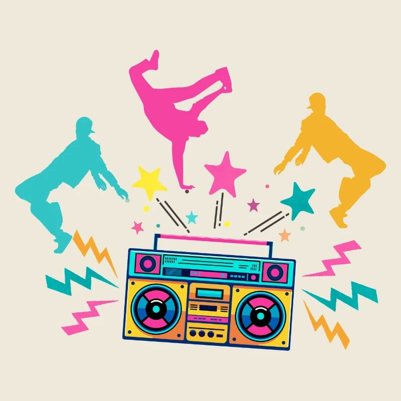 Boombox Neon Dancing Silhouettes