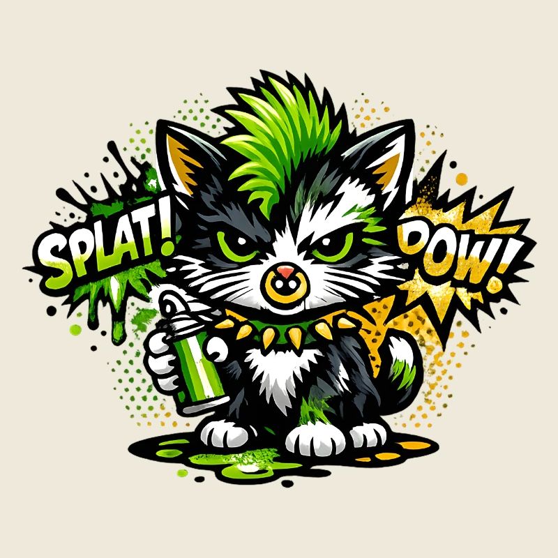 Neon Graffiti Kitten Sprayer