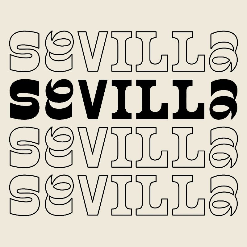 Sevilla Spanish City Repeated Typography logo