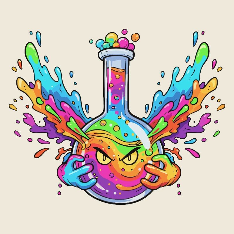 Explosion de la bouteille d’alchimie colorée
