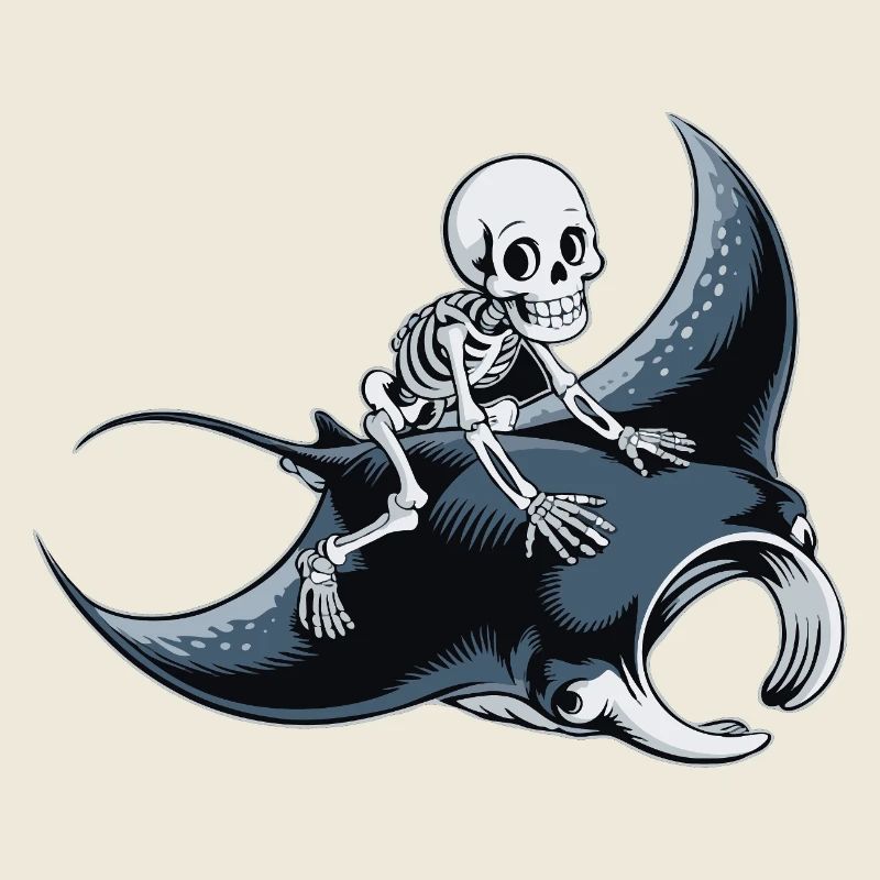 Skeleton on manta ray