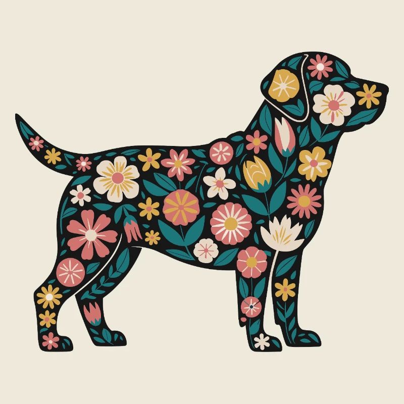 Flower Dog Silhouette