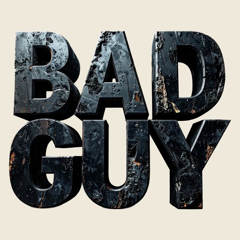 Bad Guy – Dunkle monumentale Buchstaben Skulptur