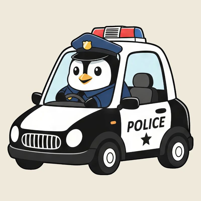 Süßer Pinguin Polizei Polizist Kinder Cartoon