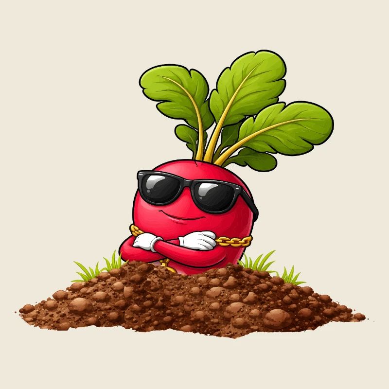 Cooles Radieschen mit Sonnenbrille und Kette 