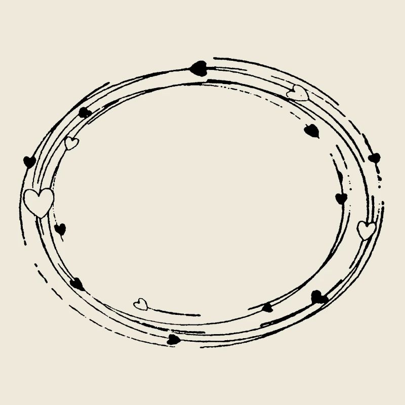 Decorative oval with hearts - frame background