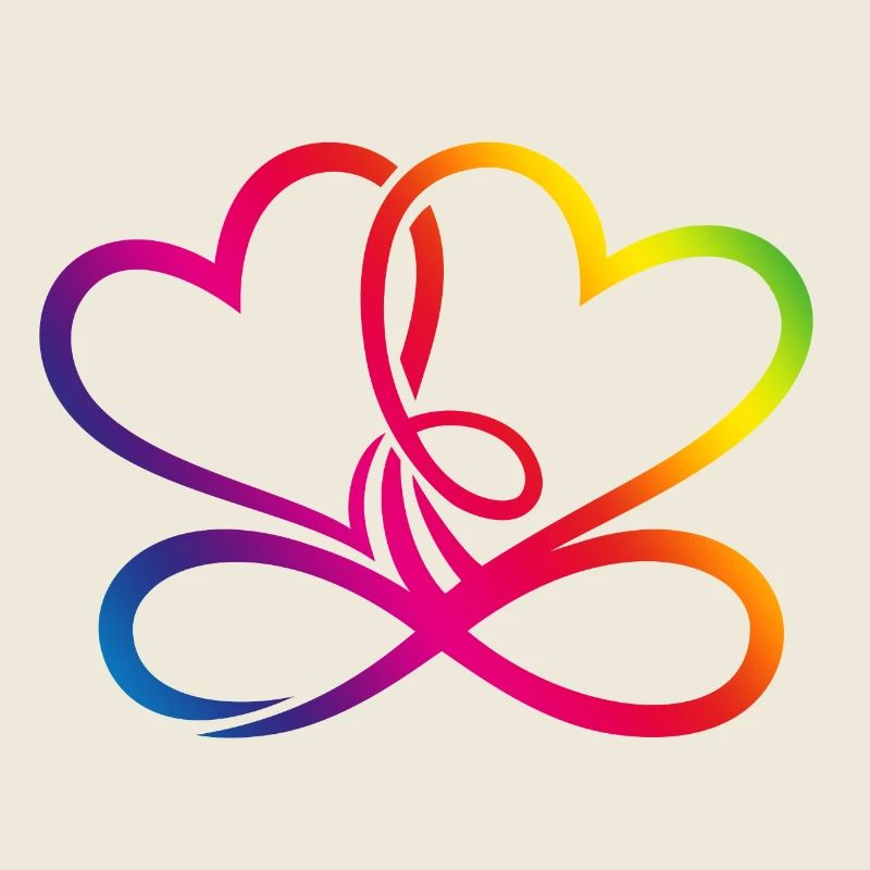 Deux cœurs Arc-en-ciel Infinity Love CSD LGBT