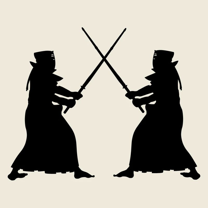 Kendo zwei Kendoka im Kampfmodus Schattenfiguren