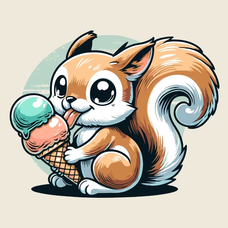 Niedliches Cartoon-Eichhörnchen mit Eiscreme