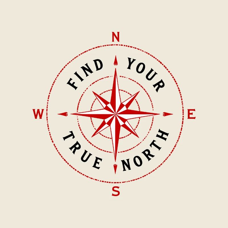 Find Your True North Kompass Kompassrose Symbol