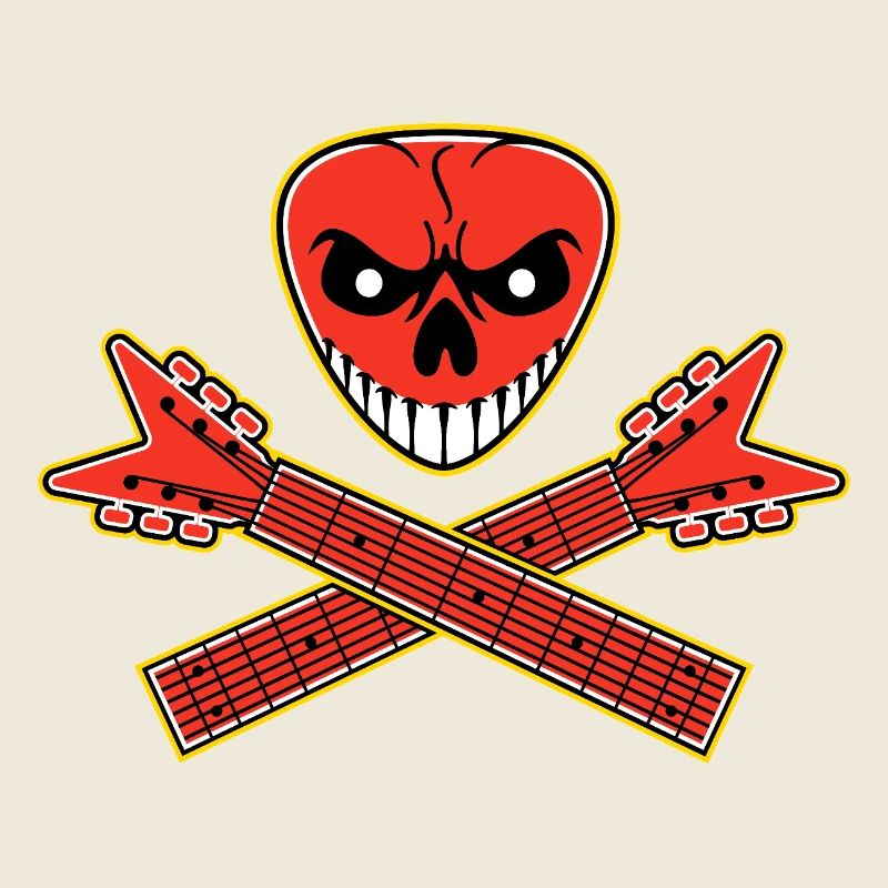 Skull Guitar Pick and Crossed Guitars