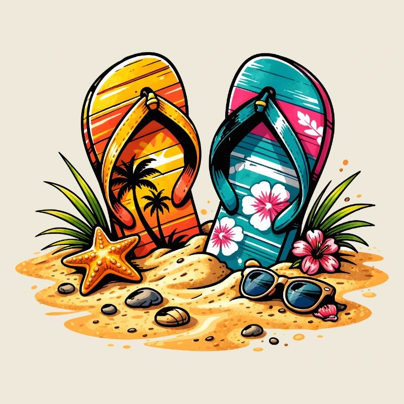 Flip Flops am Strand Illustration