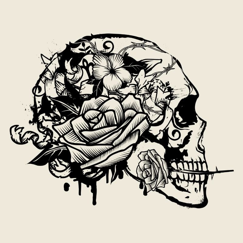 Skull mit Rose