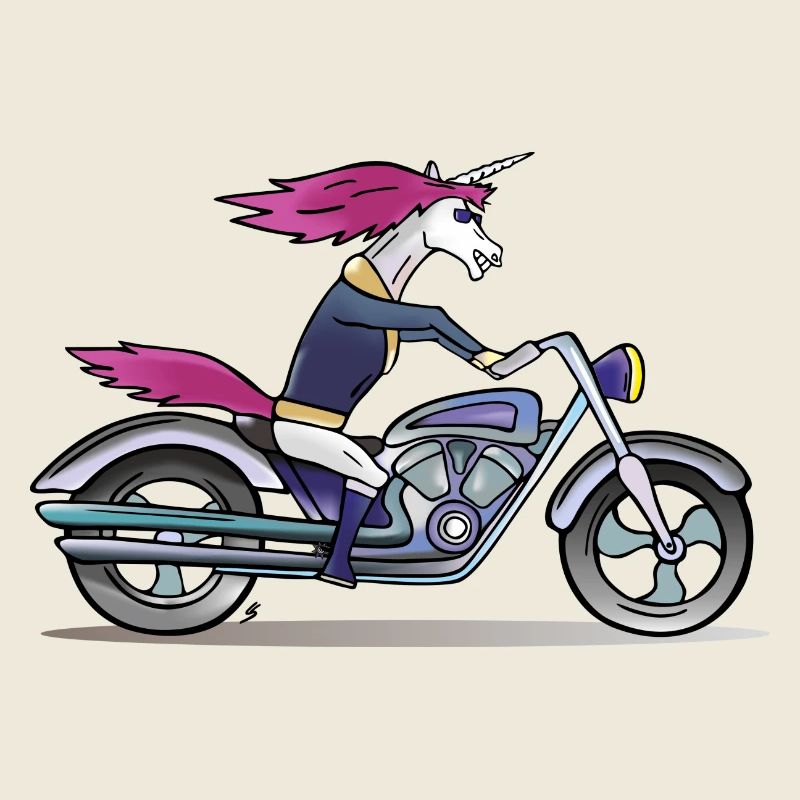Badass Unicorn on a motorcycle