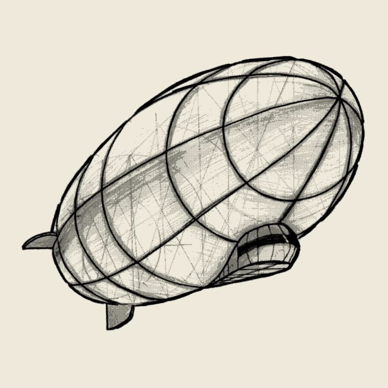 Zeppelin dessinant la perspective