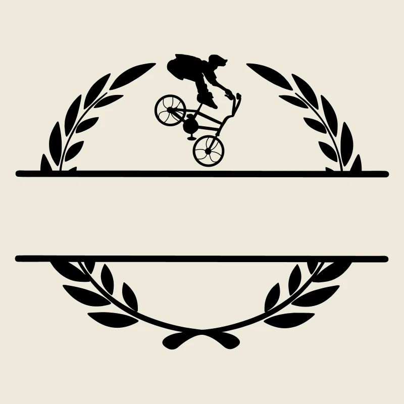 Tricks on bike in laurel wreath