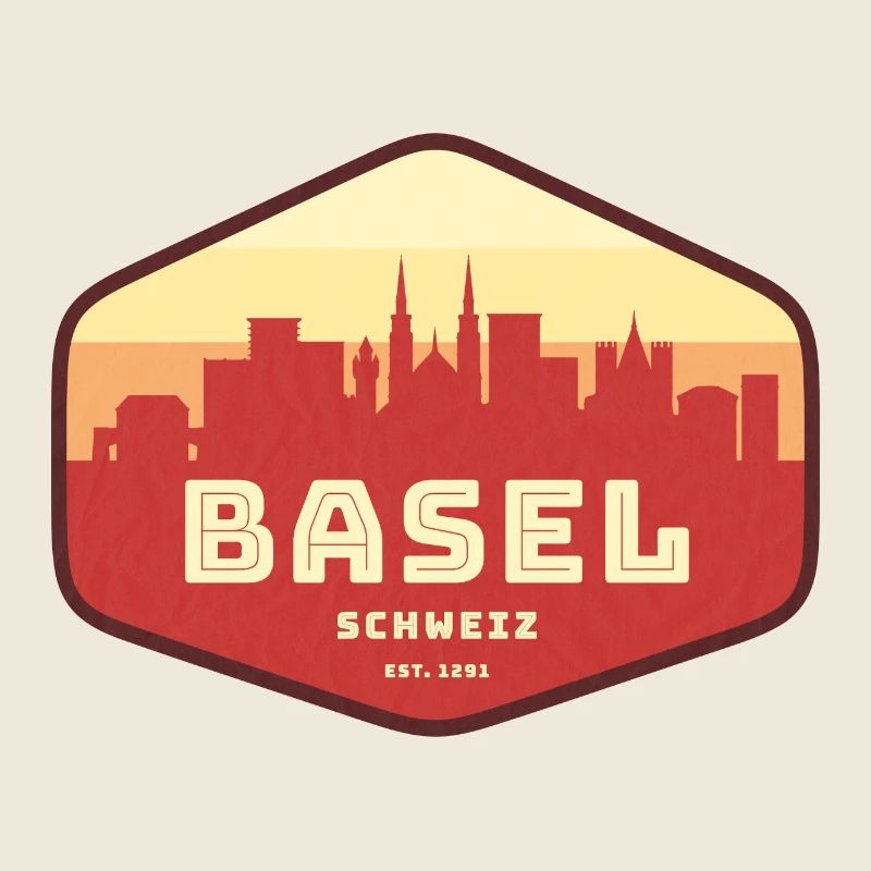 Basel Skyline Retro Abzeichen