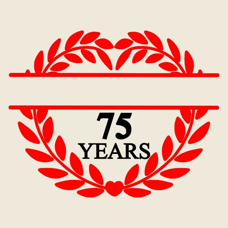 Name banner seventy-five years, heart laurel wreath