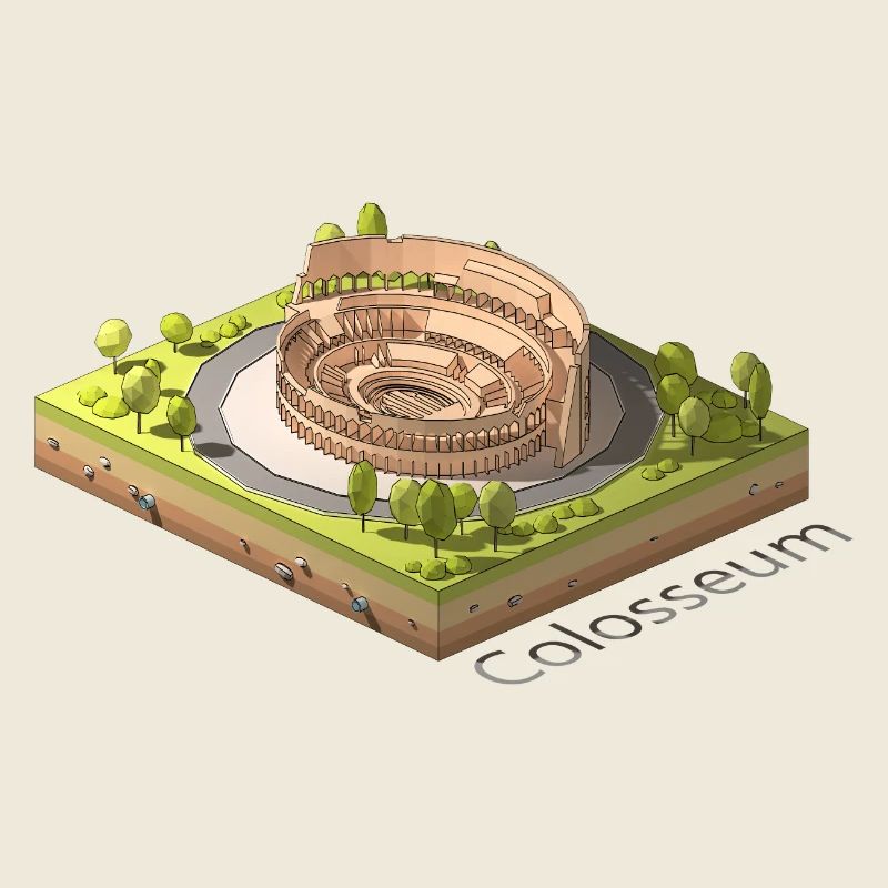 Geometric low poly the Colosseum