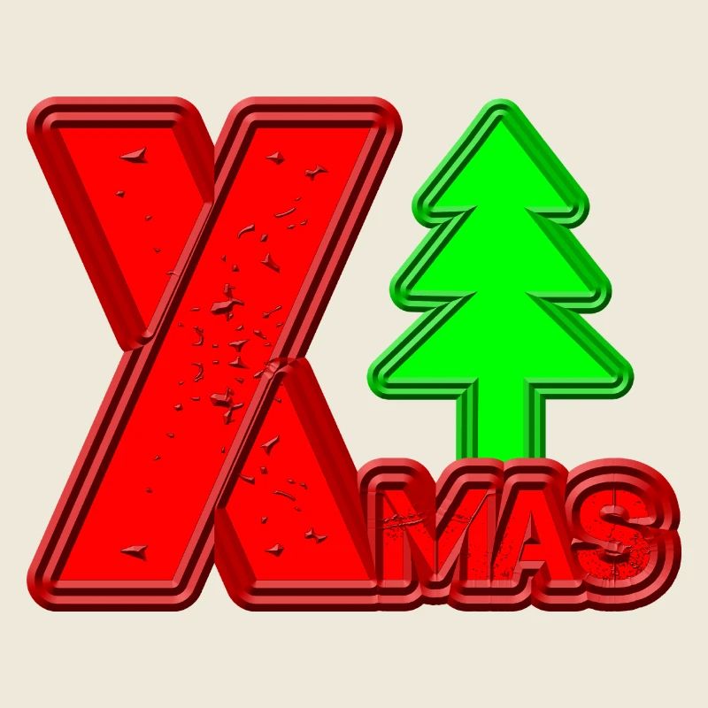 Merry Christmas Tree Lettering XMAS