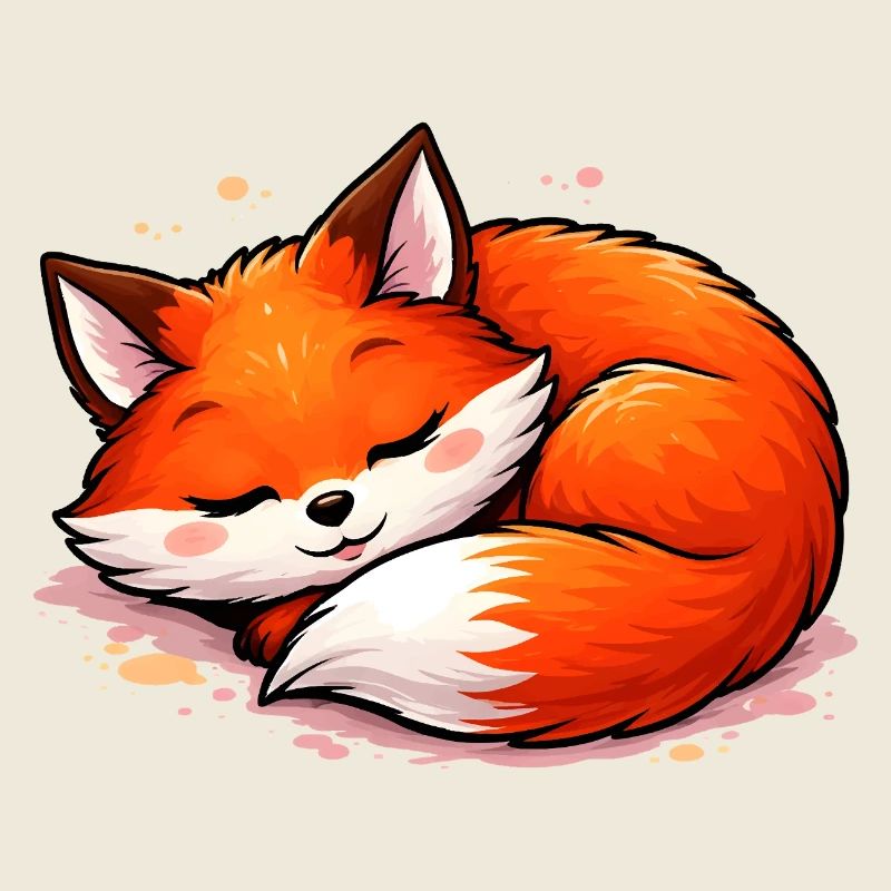 Renard endormi – Motif d’animal mignon