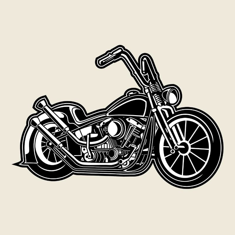 Chopper / Bobber Motorcycle 02 black white
