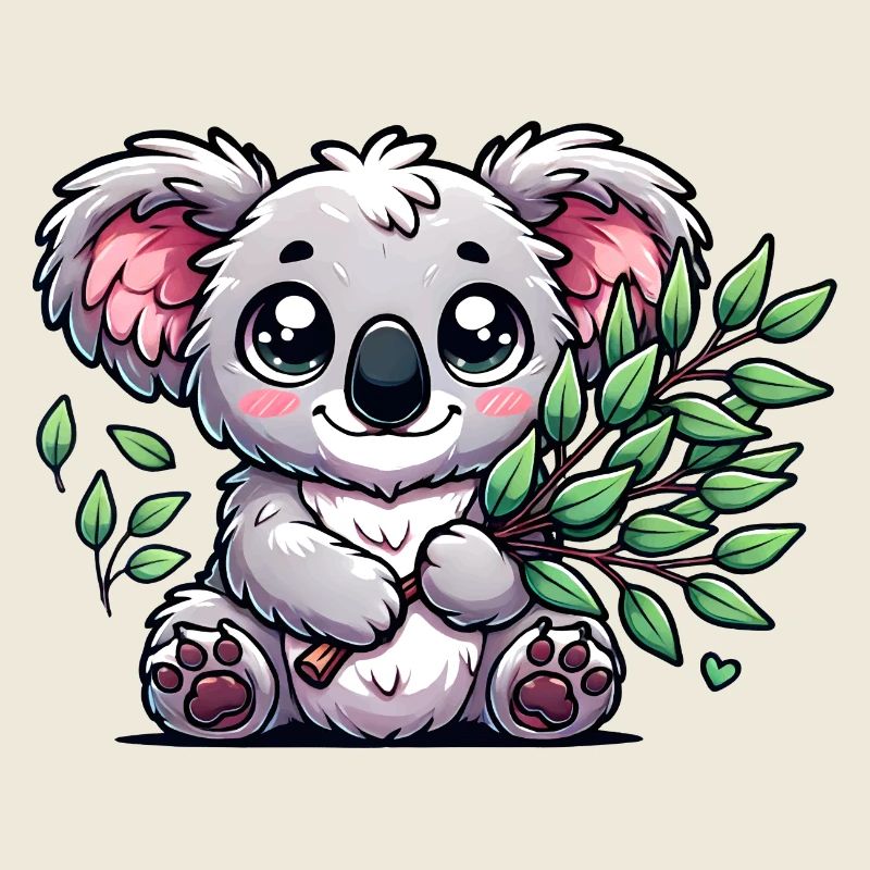 L’adorable koala au bouquet d’eucalyptus