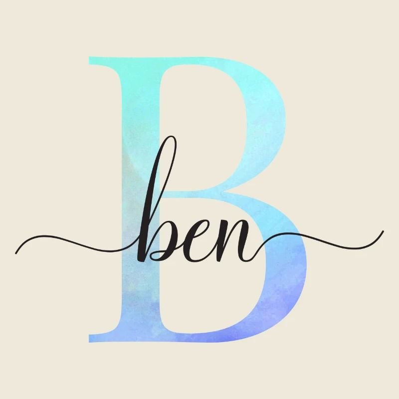 B| Monogramme | Nom | Ben | Aquarelle