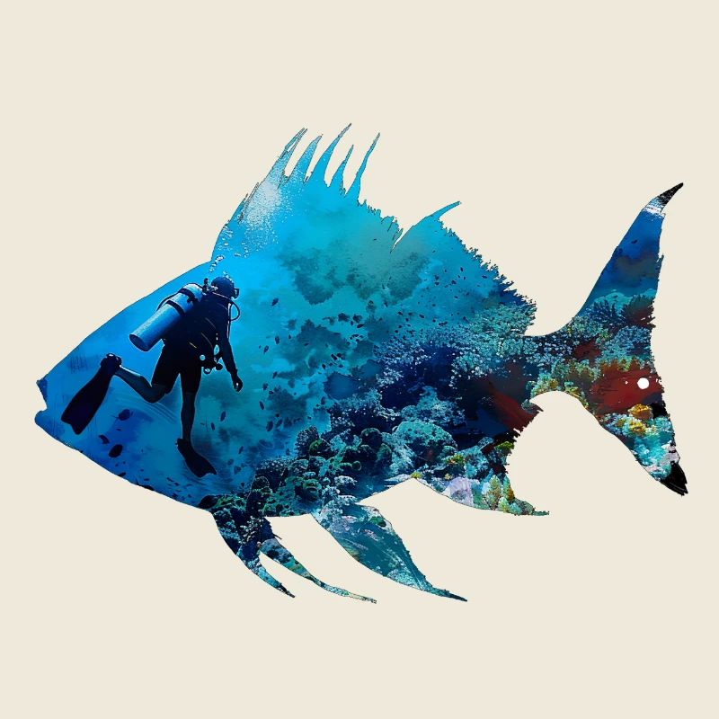 Silhouette de poisson de corail sous-marin Diver