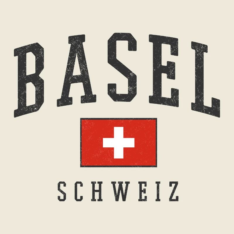 Basel Schweiz Design mit Flagge 