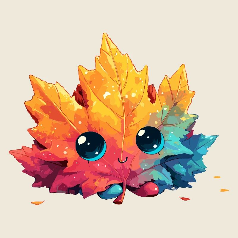 Colorful Autumn Leaf Kawaii