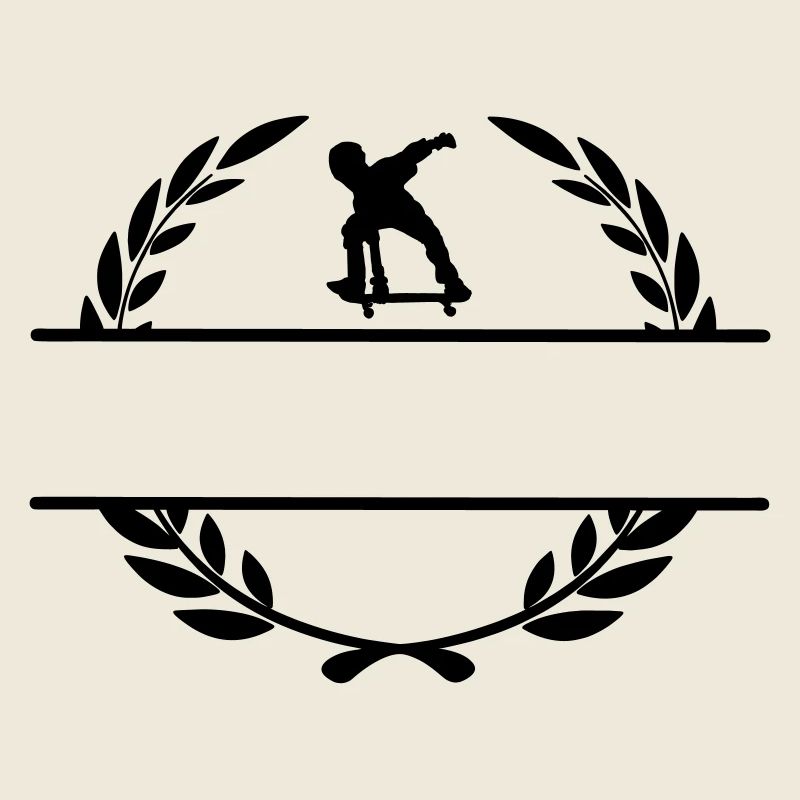 Skateborder Monogramm im Lorbeerkranz