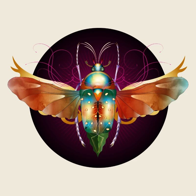 imaginative colorful shimmering insect with wings
